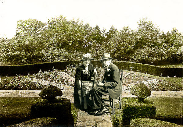 The 'bride and groom' in their rose garden